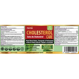 Herba Herba Cholesterol Care C 120 Capsules | Cholesterol Lowering Supplement with Plant Sterols, Fenugreek, and Policosanol 20mg | Cholesterol Supplement to Lower and Promote Healthy Blood Lipid Levels | Made in Canada