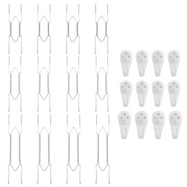 Bilillo 12 Pieces Plate Hangers, 8/10/12 Inches Invisible Wire Holders for Wall Display in Various Sizes with 12 Hooks for Decor and Arts, Silver
