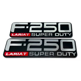 Ford 99-04 Ford F250 Lariat Super Duty Emblem F81Z-16720-VA Logo 2 Emblems Logos Set