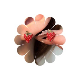 Inateannal Vintage Strawberry Earrings Red Strawberry Stud Earrings Small Fruit Strawberry Earrings Enamel Strawberry Earrings Sweet Strawberry Fruit Earrings Jewellery For Women, Zinc, No Gemstone
