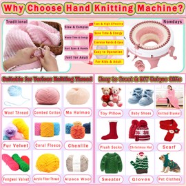PKHOUHYI Sentro Knitting Machine,48 Needles Knitting Machine with Row Counter Automatic Circular Weaving Spinning Knitting Loom Machine Kit for Adults & Beginners for Scarves,Sweater,Hat