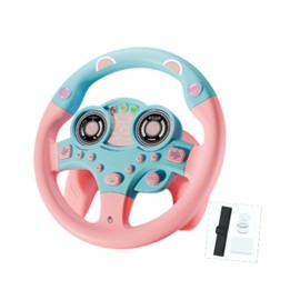 Oshhni Simulation Steering Wheel Kids Driving Simulator Toy Simulated Driving Controller, Pink