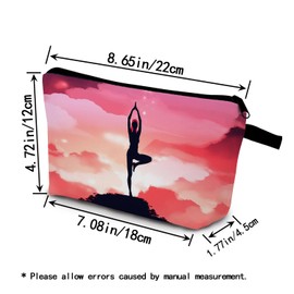 YULUENZE Yoga Gifts Sunset Yoga Makeup Bag Travel Toiletry Organizer Zipper Pouch Birthday Christmas Gift Cosmetic Bag for Women Yoga Lovers Yoga Teachers Friends Sisters