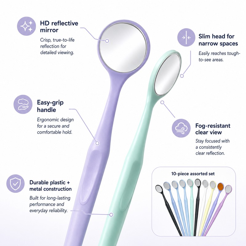 10-Pack Dental Mirror Set for Oral Inspection – High-Definition Mouth