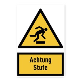 Sticker: 300 x 200 mm, Pack of 1 – Warning Level – Warning Sign with Text (German) (Yellow/Black) – Vertical – W007 – DIN EN ISO 7010 / ASR A1.3