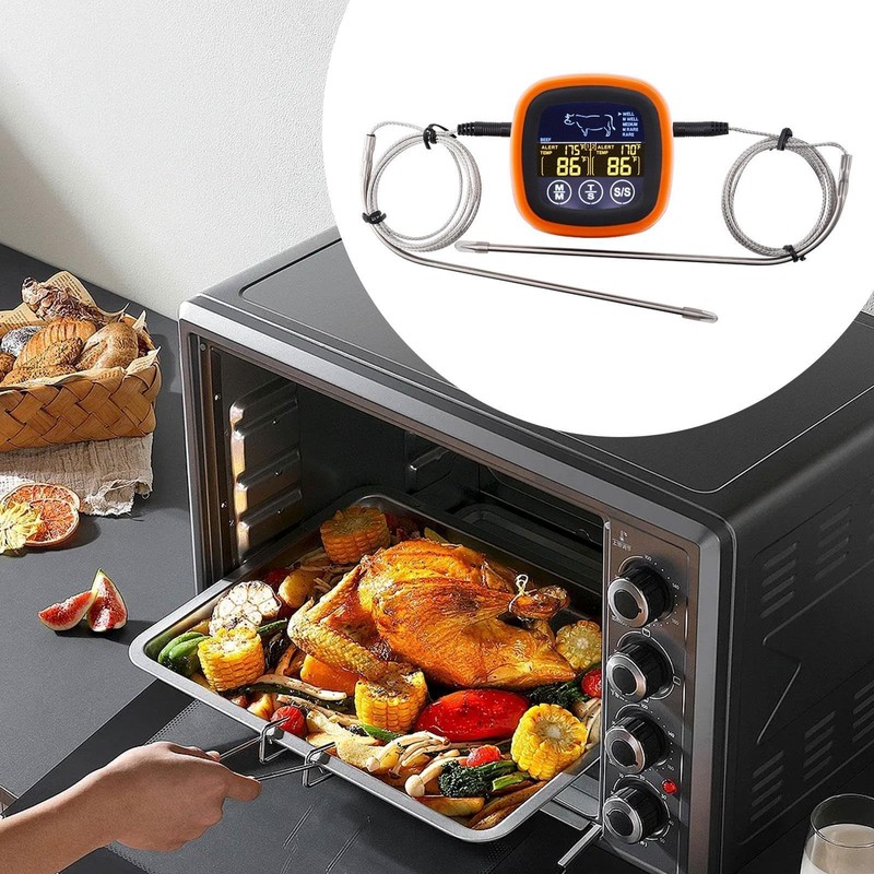 F Fityle BBQ Digital Meat Timer Thermometer Double Channel Barbecue