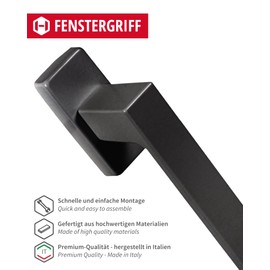 Gedotec Aluminium door fitting, window handle, anthracite, window olive on oval rosette, 1 piece, tilt-and-tilt grid olive without locking cylinder, push 1317, window fitting for windows + mounting