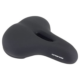 Captain Stag Y-7865 Bicycle Saddle, Soft Saddle, Memory Foam, Perforated Grooves, Black