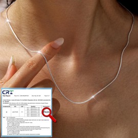 LOLIAS Women's 925 Silver Chain Without Pendant 925 Snake Necklaces 1.5 mm Long Chain Silver 925 Choker Chain for Women Men Glitter Jewellery Gifts 40/45/50/55/60/65 cm