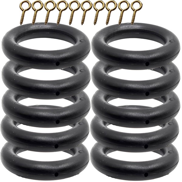 28mm x 45mm Black Curtains Drapery Pole Rod Rings With