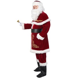 Wabolay Santa Claus Costume for Men Santa Suit Adults 12pcs Mens Deluxe Professional Christmas Clause Outfit Xmas Suits Adult S