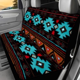 WELLFLYHOM Navajo Aztec Rear Bench Seat Cover for Cars Truck SUV Western Tribal Car Seat Covers for Women Men Geometric Stripe Back Seat Backrest Saddle Blanket Protector Set of 2