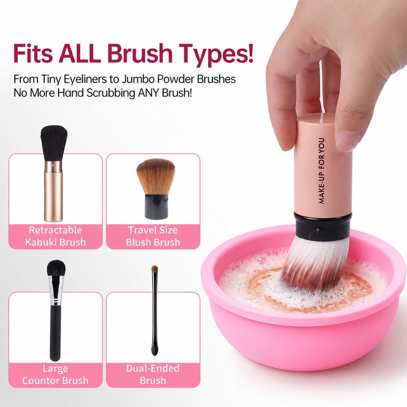 Makeup Brush Cleaner Solution + Brush Cleaning Bowl, 2 Piece