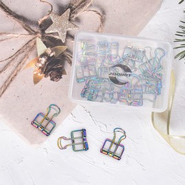 Binder Clips Premium Wire Clips Fancy Rainbow Colors Hollow Paper Clips - Pack of 15