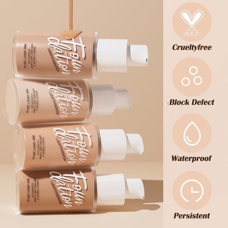 Nekoogirl Foundation,Matte Foundation Concealer Full Coverage,Natural,Oil-Control &Waterproof Foundation Makeup For
