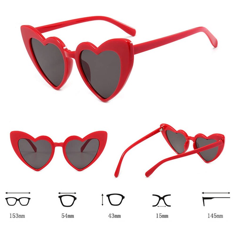 YooThink Heart Shaped Sunglasses for Women,Vintage Cat Eye Mod Style