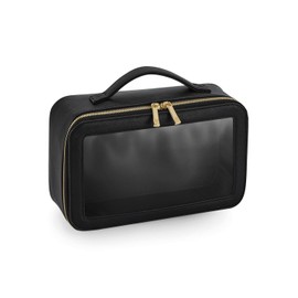 Women's Tablet Slip Folder and Cards Slim Fine Grain Saffiano Fabric Boutique Travel Tech Organiser (Black)