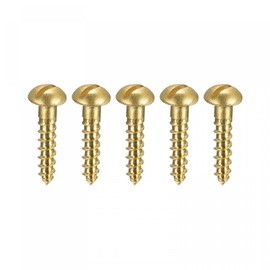 sourcing map Wood Screws M2.5 x 12 mm Slotted Round Head Brass Pack of 50