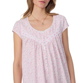 Eileen West Womens Sleepwear & Loungewear - Jersey Knit Collection - 100% Cotton Lightweight Breathable Sleeveless Short Nightgowns for Women Sleep Shirt Night Gown, Pink, M