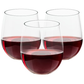 FOCUSLINE FOCUSLINE 32 Pack Plastic Wine Glasses Stemless, 12 Oz Crystal Clear Disposable Wine Cups, Reusable Plastic Wine Glasses for Parties Weddings, Shatterproof Recyclable and BPA-Free