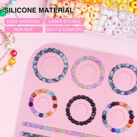 Bead Boards for Jewelry Making, Silicone Beading Board for Jewelry Bracelet Making, Beading Trays Jewelry Design Mats for Necklace, Bracelet, DIY Design, Bead Measuring Plate, Pink