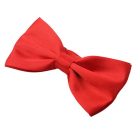 Kajeer Men's Bow Tie for Weddings Parties - Plain Adjustable Tuxedo Bow Tie Noble Silk Pre-Tied Formal Bow Tie - red