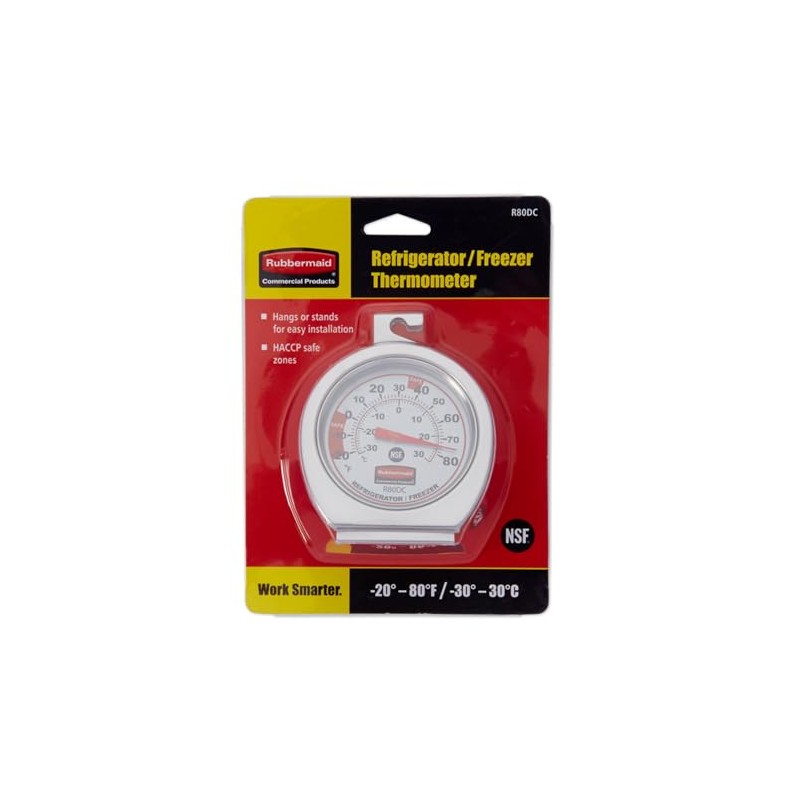 Rubbermaid Commercial termómetro para nevera/congelador, acero inoxidable, fgr80dc