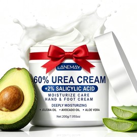 60% Urea Cream with 2% Salicylic Acid, Avocado & Jojoba Oil, Large 7 Oz Moisturizer for Dry Cracked Heels, Hands, Knees & Elbows, Non-Greasy Fast Absorbing Foot & Body Care