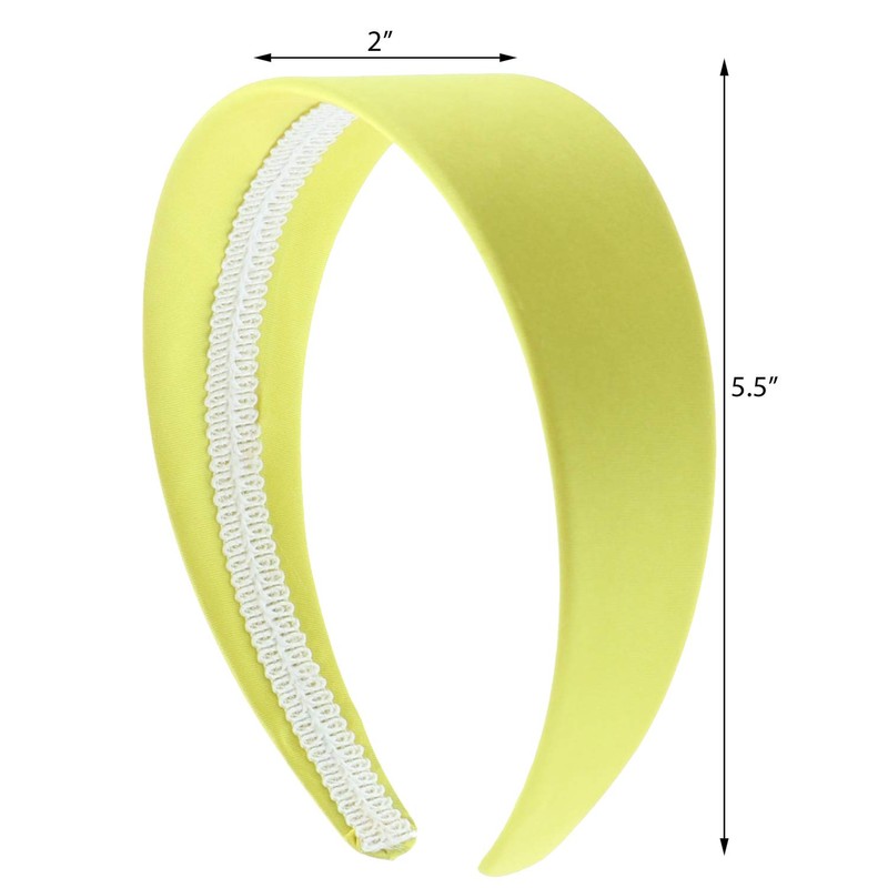 Yellow 2 Inch Wide Satin Hard Headband with No Teeth