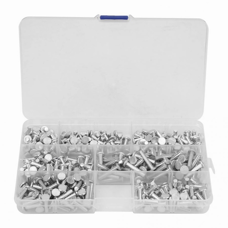 350pcs Solid Aluminum Rivets M4 Kit, Flat Head Boat Rivets