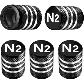 DECURCAR Tire Valve Stem Caps Cover - (5 Pack) Air Cap N2 Nitrogen, Black