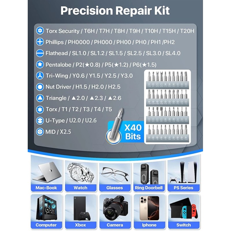 Wesdut 52-in-1 Precision Screwdriver Set for Electronics Repair