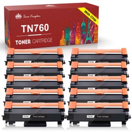 For Brother 10 Pack TN760 TN730 for Brother TN-760 Toner HL-L2395DW MFC-L2717DW with Chip