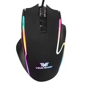 Veno Scorp ViperX RGB Gaming Mouse – 12,800 DPI Precision Sensor, 9 Programmable Buttons, Ergonomic PC/Mac Gaming Mouse with Customizable RGB Backlighting & Onboard Memory