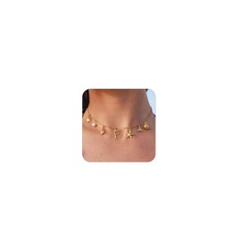 YANCHUN Initial Charm Necklace Summer Shell Necklace Letter A-Z Summer Boho Seashell Starfish Surfer Necklaces Jewelry Beach Vacation Essentials Trendy 2025 Women Beach Fashion