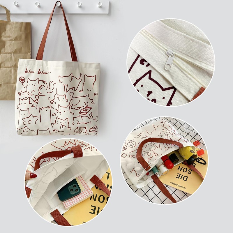 GVSAVY 1 canvas tote bag with 1 plush cloud pendant,