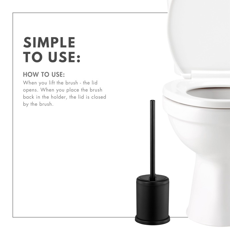ToiletTree Products - Escobilla de Inodoro con Tapa, Color Negro,
