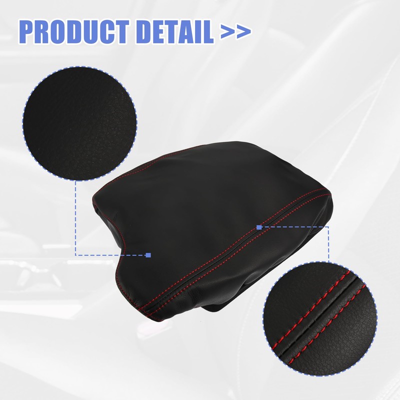 X AUTOHAUX Black PU Leather Car Center Console Lid Armrest