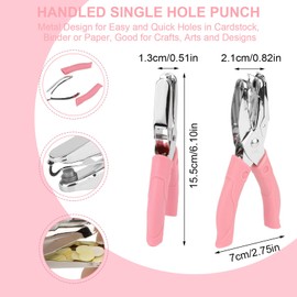 Rongon Handheld Hole Punch Hole 2 Pack Large Circle Paper Punch Puncheing with Soft-Handled 1/4 Inch Handmade Art Tools Hole Punching Single DIY Craft Shape Paper Cutter Perforator