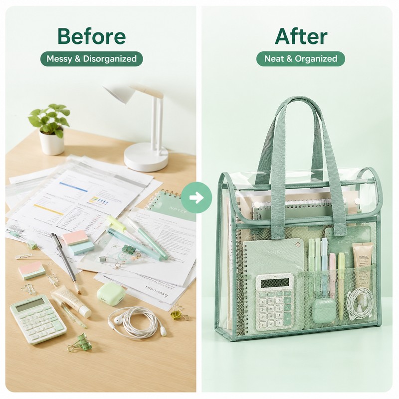 Transparent File Organizer for School & Office – Expandable PVC