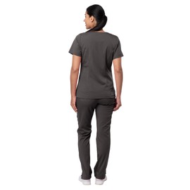 Adar Uniforms, Pro Breakthrough Plus Scrub Set For Women - Enhanced V-Neck Top & Multi Pocket Pants - 4400 - Pewter - S