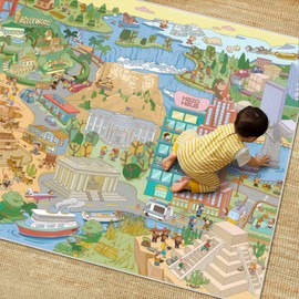 Kids Rug 5x7 North America Map Play Mat – Educational Carpet for Toddlers, Preschool, Classroom or Playroom – Learn Geography, Animals & Landmarks – Fun Washable Activity Rug