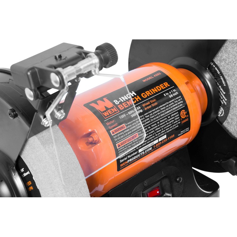 WEN BG4282 4.8-Amp 8-Inch Single Speed Bench Grinder with LED