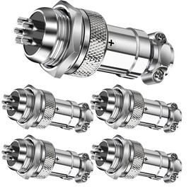 Aviation Plug Connector 5 Pairs GX16-5 Aviation Plug Male Female Panel Metal Wire Connector 16mm Socket (5 Pcs Male+5 Pcs Female 5 Pins Aviation Plug)