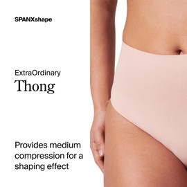 SPANXshape ExtraOrdinary Thong - Sculpting with Compression - Women's Shapewear Underwear - Recycled Nylon Fabric Blend - Vintage Rose - Small