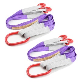 2 PCS Lifting Slings Straps with Hooks - 3.3 FT, 4409LB Pounds Capacity, Polyester Bridle Sling, Heavy Duty Two Leg Rigging Strap for Engines, Cranes, Hoists, Truck, Purple