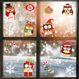 Glitzkind Window Stickers Christmas Owl | Christmas Decoration Window Stickers Window Decoration for Christmas for Children Christmas Decoration | Decoration for Children's Room Outdoor | Winter
