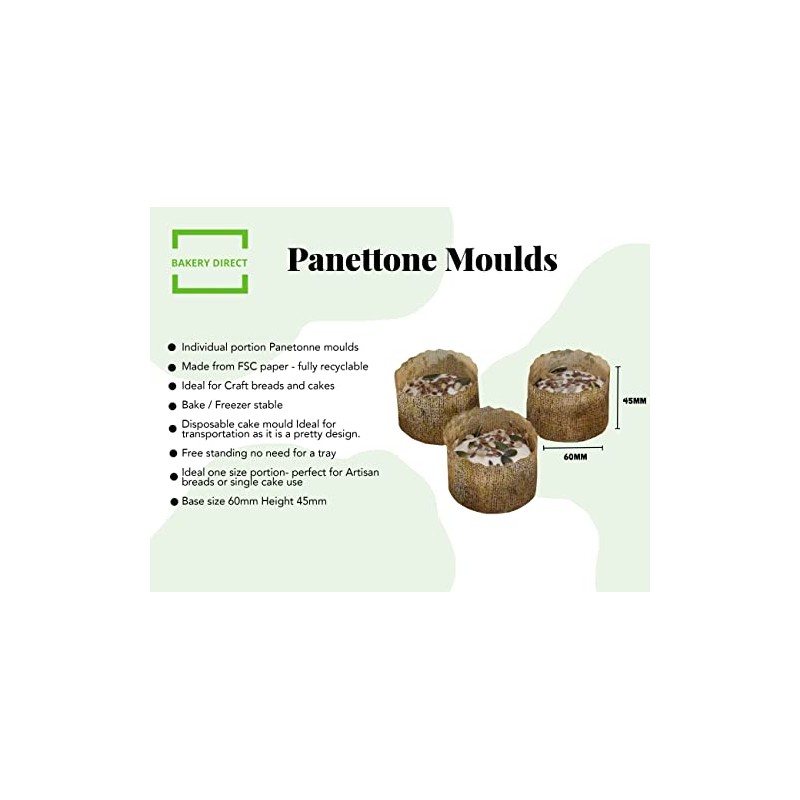 Bakery Direct Panettone Paper Moulds 60mm x 45mm (Pack of