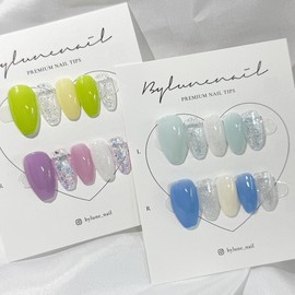 Full Coat - Summer Daily Handmade Nail Tips Nail Tips - Ballerina / 풀콧- 여름 데일리 수제네일팁 네일팁 - 발레리나