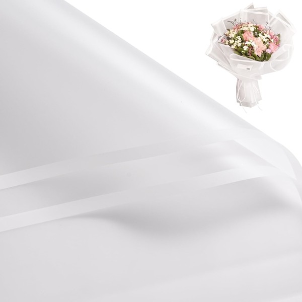 RUSPEPA 20 Sheets Flower Wrapping Paper - White Edge Frosted